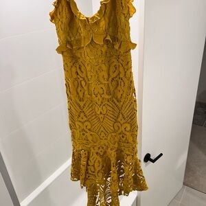 Angel Biba Yellow Lace High Low Dress